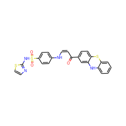 O=C(/C=C\Nc1ccc(S(=O)(=O)Nc2nccs2)cc1)c1ccc2c(c1)Nc1ccccc1S2 ZINC001772599525