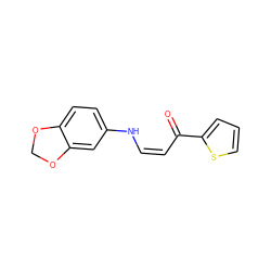 O=C(/C=C\Nc1ccc2c(c1)OCO2)c1cccs1 ZINC000013130417