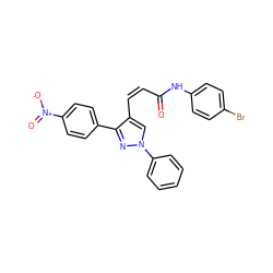 O=C(/C=C\c1cn(-c2ccccc2)nc1-c1ccc([N+](=O)[O-])cc1)Nc1ccc(Br)cc1 ZINC000084758080