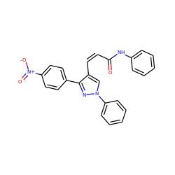 O=C(/C=C\c1cn(-c2ccccc2)nc1-c1ccc([N+](=O)[O-])cc1)Nc1ccccc1 ZINC000084654160