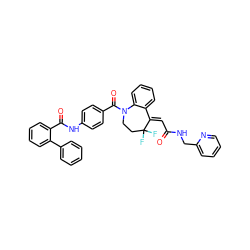 O=C(/C=C1/c2ccccc2N(C(=O)c2ccc(NC(=O)c3ccccc3-c3ccccc3)cc2)CCC1(F)F)NCc1ccccn1 ZINC000042834489