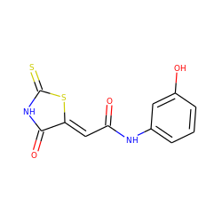 O=C(/C=C1\SC(=S)NC1=O)Nc1cccc(O)c1 ZINC001772577213