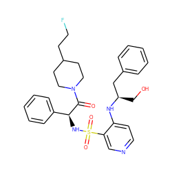 O=C([C@@H](NS(=O)(=O)c1cnccc1N[C@H](CO)Cc1ccccc1)c1ccccc1)N1CCC(CCF)CC1 ZINC000036093434