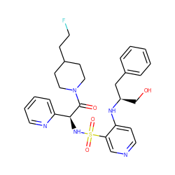 O=C([C@@H](NS(=O)(=O)c1cnccc1N[C@H](CO)Cc1ccccc1)c1ccccn1)N1CCC(CCF)CC1 ZINC000036093441