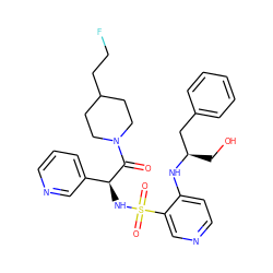 O=C([C@@H](NS(=O)(=O)c1cnccc1N[C@H](CO)Cc1ccccc1)c1cccnc1)N1CCC(CCF)CC1 ZINC000036093431