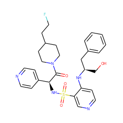 O=C([C@@H](NS(=O)(=O)c1cnccc1N[C@H](CO)Cc1ccccc1)c1ccncc1)N1CCC(CCF)CC1 ZINC000036093432