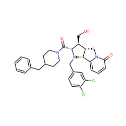 O=C([C@@H]1[C@@H](CO)[C@@H]2Cn3c(cccc3=O)[C@@H]2N1Cc1ccc(Cl)c(Cl)c1)N1CCC(Cc2ccccc2)CC1 ZINC000042834743