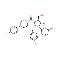 O=C([C@@H]1[C@@H](CO)[C@@H]2Cn3c(cccc3=O)[C@@H]2N1Cc1ccc(Cl)c(Cl)c1)N1CCC(c2ccc(F)cc2)CC1 ZINC000042851732