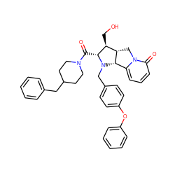 O=C([C@@H]1[C@@H](CO)[C@@H]2Cn3c(cccc3=O)[C@@H]2N1Cc1ccc(Oc2ccccc2)cc1)N1CCC(Cc2ccccc2)CC1 ZINC000042851036