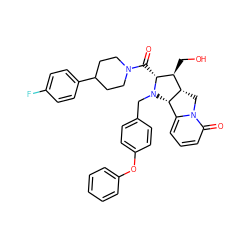 O=C([C@@H]1[C@@H](CO)[C@@H]2Cn3c(cccc3=O)[C@@H]2N1Cc1ccc(Oc2ccccc2)cc1)N1CCC(c2ccc(F)cc2)CC1 ZINC000042805954