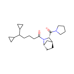 O=C([C@@H]1[C@H]2CC[C@@H](C2)N1C(=O)CCCC(C1CC1)C1CC1)N1CCCC1 ZINC000100771266