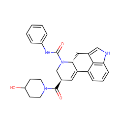 O=C([C@@H]1C=C2c3cccc4[nH]cc(c34)C[C@H]2N(C(=O)Nc2ccccc2)C1)N1CCC(O)CC1 ZINC000072177079