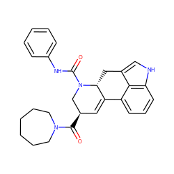 O=C([C@@H]1C=C2c3cccc4[nH]cc(c34)C[C@H]2N(C(=O)Nc2ccccc2)C1)N1CCCCCC1 ZINC000072176471