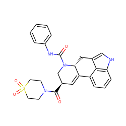 O=C([C@@H]1C=C2c3cccc4[nH]cc(c34)C[C@H]2N(C(=O)Nc2ccccc2)C1)N1CCS(=O)(=O)CC1 ZINC000072177078