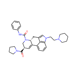 O=C([C@@H]1C=C2c3cccc4c3c(cn4CCN3CCCCC3)C[C@H]2N(C(=O)Nc2ccccc2)C1)N1CCCC1 ZINC000072177153