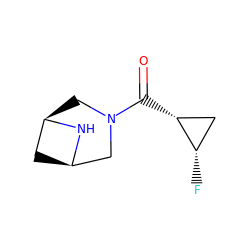 O=C([C@@H]1C[C@@H]1F)N1C[C@@H]2C[C@H](C1)N2 ZINC000117689789