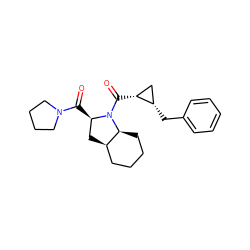 O=C([C@@H]1C[C@@H]2CCCC[C@@H]2N1C(=O)[C@@H]1C[C@@H]1Cc1ccccc1)N1CCCC1 ZINC000013756529