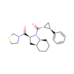 O=C([C@@H]1C[C@@H]2CCCC[C@@H]2N1C(=O)[C@@H]1C[C@H]1c1ccccc1)N1CCSC1 ZINC000003825778