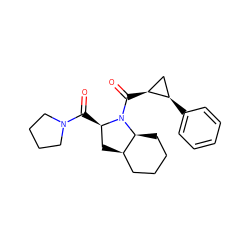 O=C([C@@H]1C[C@@H]2CCCC[C@@H]2N1C(=O)[C@H]1C[C@H]1c1ccccc1)N1CCCC1 ZINC000026481579