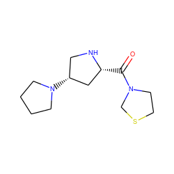 O=C([C@@H]1C[C@H](N2CCCC2)CN1)N1CCSC1 ZINC000028888975