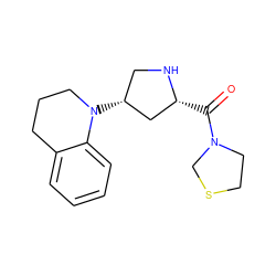 O=C([C@@H]1C[C@H](N2CCCc3ccccc32)CN1)N1CCSC1 ZINC000028642567