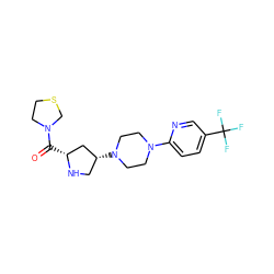 O=C([C@@H]1C[C@H](N2CCN(c3ccc(C(F)(F)F)cn3)CC2)CN1)N1CCSC1 ZINC000028889121