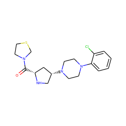 O=C([C@@H]1C[C@H](N2CCN(c3ccccc3Cl)CC2)CN1)N1CCSC1 ZINC000028889035