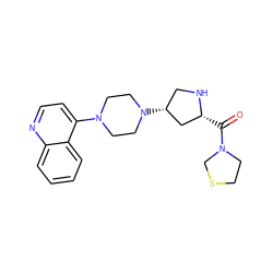 O=C([C@@H]1C[C@H](N2CCN(c3ccnc4ccccc34)CC2)CN1)N1CCSC1 ZINC000022453848