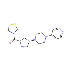 O=C([C@@H]1C[C@H](N2CCN(c3ccncc3)CC2)CN1)N1CCSC1 ZINC000028889095