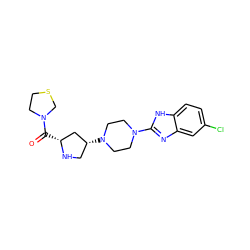 O=C([C@@H]1C[C@H](N2CCN(c3nc4cc(Cl)ccc4[nH]3)CC2)CN1)N1CCSC1 ZINC000084687266