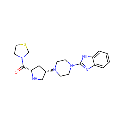 O=C([C@@H]1C[C@H](N2CCN(c3nc4ccccc4[nH]3)CC2)CN1)N1CCSC1 ZINC000084687265