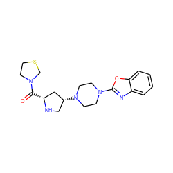 O=C([C@@H]1C[C@H](N2CCN(c3nc4ccccc4o3)CC2)CN1)N1CCSC1 ZINC000084687925