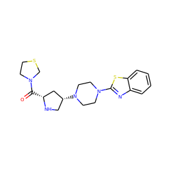 O=C([C@@H]1C[C@H](N2CCN(c3nc4ccccc4s3)CC2)CN1)N1CCSC1 ZINC000084687230