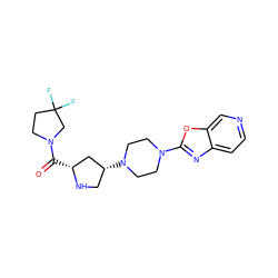 O=C([C@@H]1C[C@H](N2CCN(c3nc4ccncc4o3)CC2)CN1)N1CCC(F)(F)C1 ZINC000040897818