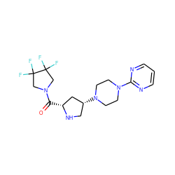 O=C([C@@H]1C[C@H](N2CCN(c3ncccn3)CC2)CN1)N1CC(F)(F)C(F)(F)C1 ZINC000040408578
