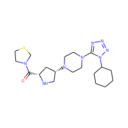 O=C([C@@H]1C[C@H](N2CCN(c3nnnn3C3CCCCC3)CC2)CN1)N1CCSC1 ZINC000095562011
