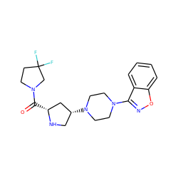 O=C([C@@H]1C[C@H](N2CCN(c3noc4ccccc34)CC2)CN1)N1CCC(F)(F)C1 ZINC000040404397