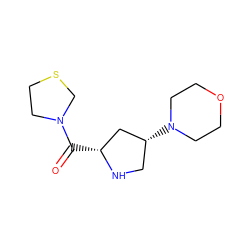 O=C([C@@H]1C[C@H](N2CCOCC2)CN1)N1CCSC1 ZINC000028888986