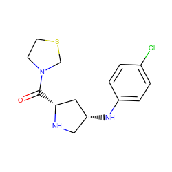 O=C([C@@H]1C[C@H](Nc2ccc(Cl)cc2)CN1)N1CCSC1 ZINC000028640524