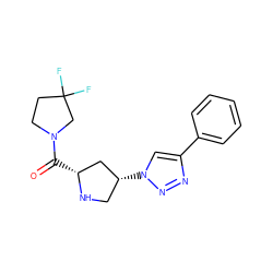 O=C([C@@H]1C[C@H](n2cc(-c3ccccc3)nn2)CN1)N1CCC(F)(F)C1 ZINC000207121634