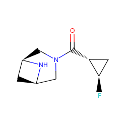 O=C([C@@H]1C[C@H]1F)N1C[C@@H]2C[C@H](C1)N2 ZINC000117689802