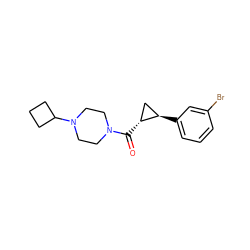 O=C([C@@H]1C[C@H]1c1cccc(Br)c1)N1CCN(C2CCC2)CC1 ZINC000059050477