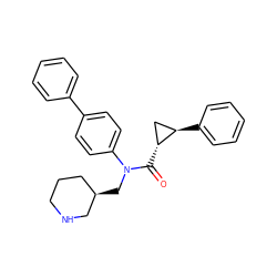 O=C([C@@H]1C[C@H]1c1ccccc1)N(C[C@@H]1CCCNC1)c1ccc(-c2ccccc2)cc1 ZINC000299871188