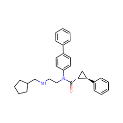 O=C([C@@H]1C[C@H]1c1ccccc1)N(CCNCC1CCCC1)c1ccc(-c2ccccc2)cc1 ZINC000299868924