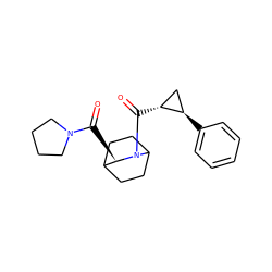 O=C([C@@H]1C2CCC(CC2)N1C(=O)[C@@H]1C[C@H]1c1ccccc1)N1CCCC1 ZINC000013756460