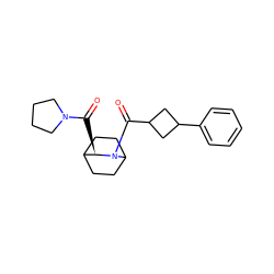 O=C([C@@H]1C2CCC(CC2)N1C(=O)C1CC(c2ccccc2)C1)N1CCCC1 ZINC000013756546