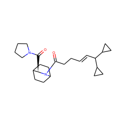 O=C([C@@H]1C2CCC(CC2)N1C(=O)CC/C=C/C(C1CC1)C1CC1)N1CCCC1 ZINC000013756436