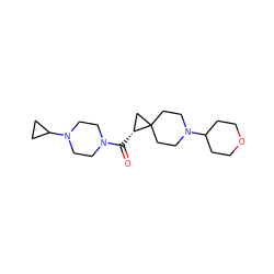 O=C([C@@H]1CC12CCN(C1CCOCC1)CC2)N1CCN(C2CC2)CC1 ZINC000103244083