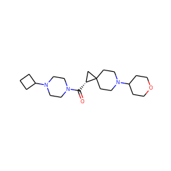 O=C([C@@H]1CC12CCN(C1CCOCC1)CC2)N1CCN(C2CCC2)CC1 ZINC000043202369