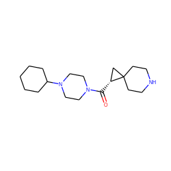 O=C([C@@H]1CC12CCNCC2)N1CCN(C2CCCCC2)CC1 ZINC000103244105
